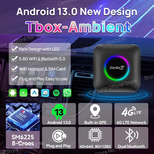 2025 CarlinKit CarPlay AI Box – Android 13.0 Wireless CarPlay & Android Auto Adapter with SM6225/QCM6125 Chipset